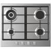 CANDY CHG6BR4WTX - Piano cottura a gas, 4 fuochi, 595x510 mm, Inox