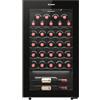 Candy DiVino Cantinetta Vino 23 Bottiglie, Libera Installazione, Vetro Anti-UV, Ripiani Cromati, Luce LED, Porta Reversibile, 37 dB, 85 x 47,5 x 45,6 cm (A x L x P), Nero, CWC023