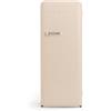 CREATE / RETRO FRIDGE 150 SILVER/Frigorifero sabbia con maniglia argento e congelatore 281L / 102W, 150cm, 3 ripiani, regolatore di temperatura, portabottiglie, 60x60x150cm