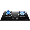 KKJPL Fornello A Gas 2 Fuochi Fornello A Gas Vetro Temperato Nero Portapentole In Ghisa Con Protezione Anti-spegnimento For Cucina Domestica 4,5/5,2 KW(NG)