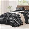 Andency Set copripiumino king size (260 x 228 cm), 3 pezzi (1 trapunta a righe con motivo a triangolo e 2 federe), copriletto reversibile in microfibra bohémien, set per tutte le stagioni