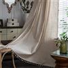 Sutuo Home, Tende in iuta testurizzata effetto lino naturale, per camera da letto, tasca per asta, chic, semi oscuranti, con nappe fatte a mano, per soggiorno, 1 pannello, 150 x 213 cm (larghezza x