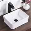 KARAMAG White Vessel Sink Rectangle 16x12 Bathroom Sink Rectangular Modern Above Counter 16 Inch Small Bathroom Sinks White Porcelain Ceramic Vessel Vanity Sinks Art Basin