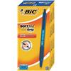 BIC Penna a sfera Soft Feel, tratto 0,4 mm, fusto blu, con clip, blu