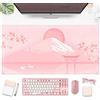 DSKGSJH Tappetino per mouse con fiori di ciliegio, tappetino da scrivania kawaii rosa, giapponese pastello Sakura grande anime Gaming tappetino per mouse XXL, grazioso supporto estetico Fuji Giappone,