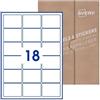 Avery Etichette adesive in carta bianca con adesivo rimovibile, 64x47mm, 50 fogli, 18 etichette per foglio, formato foglio A4, stampanti laser e inkjet o scrivibili a mano