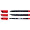 STABILO OHPen - Set di 3 feltri universali permanenti, S 0,4 mm, colore: Rosso