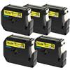 PRESTIGE CARTRIDGE 5 Compatibili Cassettes M K631 M-K631BZ nero su giallo 12mm x 8m Nastri per Etichette per Brother P-Touch PT-45 PT-55 PT-65 PT-70 PT-75 PT-80 PT-85 PT-90 PT-M95 PT-100 PT-110 Etichettatrici