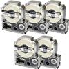 PRESTIGE CARTRIDGE 5 Nastri LC-5WBN LC-5WBN9 SS18KW nero su bianco 18mm x 8m Etichette compatibili per Epson LabelWorks LW-300 LW-300L LW-400 LW-500 LW-600P LW-700 LW-900P LW-1000P Etichettatrice