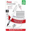 Pentel Floatune (BY110PF8OFC) - Penna a sfera (1,0 mm), punta in grassetto, inchiostro nero/blu/rosso, confezione da 8
