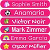 Haberdashery Online 50 Adesivi personalizzati con nome per bambini. Etichette adesive per scuola, asilo, libri, giocattoli e contenitori Tupperware. Etichette impermeabili 6x1 cm.