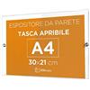 3DScube tasca formato A4 orizzontale 30x21cm in plexiglass di ALTISSIMA qualità, da parete, targa a tasca apribile porta avvisi, depliant, messaggio, volantino, con borchie coprivite in alluminio