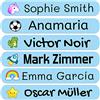 Haberdashery Online 50 Adesivi personalizzati con nome per bambini. Etichette adesive per scuola, asilo, libri, giocattoli e contenitori Tupperware. Etichette impermeabili 6x1 cm.
