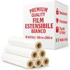 OWIJI Film Estensibile Imballaggio Bianco Coprente 6 Rotoli Pellicola Protettiva Made In italy Cellophane 250 Metri Spedizioni Trasloco Multiuso Extra Resistente Peso Bobina 2,4 Kg 23 Micron
