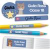 melu kids® Set di Etichette Adesive Personalizzate Scuola [60, Blu Scuro] - Etichette Adesive per Matite, Quaderni, Materiale Scolastico e Oggetti - Resistenti all'Acqua - Tre Dimensioni