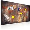 murando - Pannello di Fibra con Puntine - Mappa del Mondo 90x60 cm 1 Pezzo - Bacheca & Quadro su tela in un uno - Decorativo per Parete - Lavagna per le Note Ufficio - Viaggio Planisfero k-A-0140-v-a