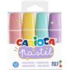 Carioca Pastel - Confezione da 4 Evidenziatori Memolight Pastello, Colori Assortiti. Lavabili con Inchiostro a Base Acqua