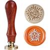 Ychostamp Timbro di sigillo di cera pentagramma timbro di cera solare timbro di tenuta testa in ottone vintage 30 mm timbro in legno retrò testa in ottone rimovibile per inviti buste Halloween Natale