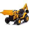RIRICAR Escavatore Elettrico Caterpillar con Licenza, con Benna di Livellamento e Scavo, Monoposto, Giallo, Ingresso USB su Lettore MP3, Trazione Posteriore con 2 Motori da 30W e Batteria al Litio