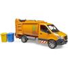bruder 02682 - MB Sprinter, camion della nettezza urbana | Con 2 bidoni della spazzatura, camion della nettezza urbana, raccolta rifiuti, giocattolo dai 4 anni in su, 1:16