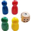 Generic di Gioco da Tavolo, Pedoni Giochi da Tavolo, Pedoni Gioco in Legno con 1 Dadi, Componenti portatili Componenti Multicolori Piastra Piccola per la Notte di Festa