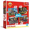 Trefl - Sam il pompiere, Le avventure di Sam il pompiere - Puzzle 4 in 1, 4 puzzle, da 12 a 24 pezzi - Vari livelli di difficoltà, per bambini dai 3 anni in su