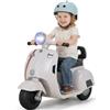 MAMIZO Moto Elettrica per Bambini 6V, Moto Giocattolo Cavalcabile a 3 ruote, Avanti e Indietro, con schienale, Fari, USB, Pedali, Musica, 72x56x37 cm, 2 km/h, max 20 kg, per bambini 3-6 anni, Bianco