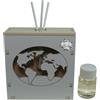 DLM Bomboniere DLM-A1335 Bomboniera profumatore a led cm 10x10x4 in legno colore bianco e panna con profumo e scatola modello Mondo Mappamondo per Laurea utile Diffusore prodotto in Italia