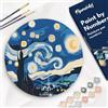 Figured'Art Dipingere con i Numeri su Disco di Legno da 30 cm - Paint by Numbers, Notte stellata, Passatempo per Adulti, Kit Completo, Hobby Creativi - Quadri fai da te