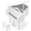Odoria Casa delle Bambole Pianoforte a Coda: 1/12 Scala Miniatura Piano con Panchina per Salotto Soggiorno Vintage - Mini Strumenti Musicali Modellismo Mobile Legno Bianco