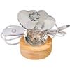 DLM Bomboniere DLM-A1522 Bomboniera Lampada a Led con Icona in cristallo brillante cm 7x7x7 coppia cuori con quadrifoglio Albero della Vita utile per Matrimonio Comunione Cresima Battesimo Anniversario