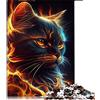 CARGIS Puzzle da 1000 pezzi per adulti e bambini Cat Fire Pet Animals Puzzle per adulti Puzzle di cartone Ottimo regalo per adulti （Dimensioni 26x38cm）