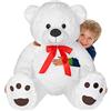 BAKAJI Peluche Orso Extra Morbido, Animali Morbidi e Soffici, Orsetto Decorazione Morbidissima per Bambini, Ragazzi e Adulti, Orsacchiotto Idea Regalo (White, 150 cm)