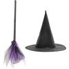 Milisten 1Set Scopa e Cappello Da Strega Per Halloween Costumi e Accessori Per Feste Tema Decorazioni Halloween Con Scopa Smontabile e Cappello