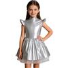 Alvivi Costume Di Alieno Per Bambini Costume Aliena Da Alieno Bambina Carnevale Natale Maschera Astronauta Vestiti Alieni A Argento 7-8 anni