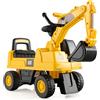 COSTWAY Escavatore Giocattolo Cavalcabile, Ruspa per Bambini con Benna da Scavo Girevole, Clacson e Spazio di Archiviazione Nascosto, Regalo per Bambini 1-3 Anni, Giallo