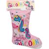 Clondo Calza della Befana e Natale con 3 Sorprese Ufficiali Per Unicorno Fan - 32cm - Idea Regalo Epifania per Bambini - Contiene Gioco Tris, Agendina e Uovo Con Colori