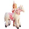 PONNIE Merlin Unicorno a Rotelle Inline S (3-6 Anni) - Unicorno Meccanico Cavalcabile con Sella Rosa, Capestro e Sella Rimovibili, Criniera Pettinabile