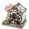 TOPBSFARNY Casa delle bambole in miniatura in legno giapponese Sakura serra casa delle bambole fai da te kit costruzione villa modello 3D regali creativi per amici e genitori (con copertura