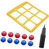 Jiuvaso 1 Set Gioco da Piscina Tris Gonfiabile Oversize, 145x138cm, Tavola Galleggiante Gialla con 10 Palline e Pompa Manuale, Gioco interattivo per Famiglia da Esterno e Interno, Realizzato in PVC