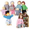 Generisch Bambole in legno 8 Persone Famiglia Bambole Piegare Bambole Casa delle Bambole Set Per La Camera dei Bambini Soggiorno Gioco di ruolo - Ragazze Casa Giocare Famiglia Bambole