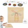 Generic Giocattolo Creativo di geoboard: Bordo di, schede geografiche per l'Aula, geotabler matematico in Legno, Giocattoli educativi grafici con 50 Tavole di Modelli e 80 Bande di