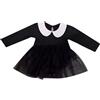 Generico Abito da Principessa con Maniche Lunghe per Ragazze Costume di Halloween Nero Elegante per Feste e Occasioni Speciali (Black, 0-6 Months)