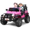 RELAX4LIFE Macchina Elettrica a 2 Posti 12V per Bambini con Telecomando 2,4G, 4 Velocità Regolabile, Avanti/Indiero/Destra/Sinistra, Clacson, Musica/Porta USB, 123x80x80cm(ROSA)