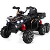 COSTWAY 12V Quad Elettrico per Bambini, Macchina Elettrica per Bambini con 6 Ruote 4 Motori Baule Posteriore Luci LED e Musica, Trazione Integrale, 3-6 km/h, 3 Anni+ (Nero)