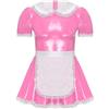 Yihuimin Uomo Travestimento Cameriera Sissy Lingerie Notturna Uniforme Cameriera Costume Maid Vestito Cameriere Grembiule Kimono Erotismo Abbigliamento Club Rosa XXL