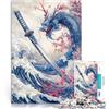 AITEXI Puzzle da 1000 pezzi per adulti Spada Katana del drago giapponese Gioco educativo per famiglie Collezione di artisti, Belle arti 52x38cm