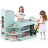 HOMASIS Supermercato Giocattolo per Bambini, Registratore Cassa Bambini in Legno, Cassa Giocattolo per Bambini con Distributore Automatico, per Bambini dai 3 agli 8 Anni (Modello 1, Verde)
