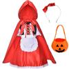 Generic Costume natalizio da Cappuccetto Rosso, per ragazze, con mantello e fascia per capelli (2 12 anni), vestiti autunnali per bambine, taglia 5 (rosso, 6-7 anni)