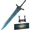 RACEROCKET - Anello Elden con mandoppia luna scura, spada dritta da cavaliere, modello da 11,8 pollici, spada in metallo con espositore, action figure giocattolo da collezione